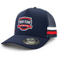 Striped Trucker Cap with Front Print | 7050