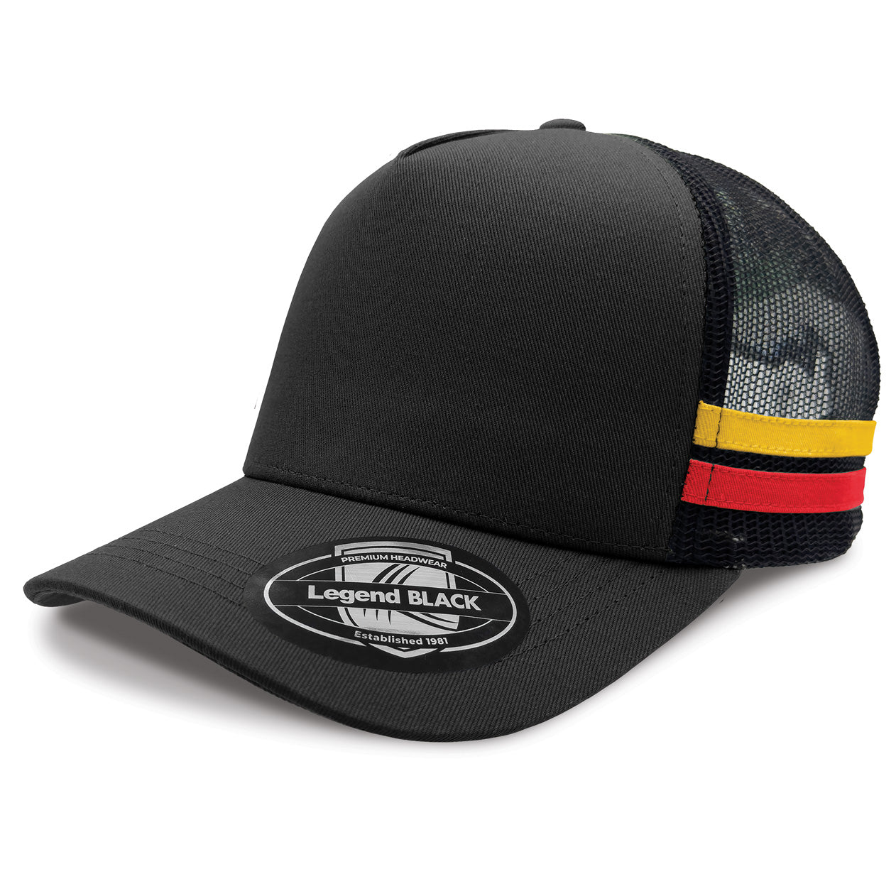 Striped Trucker Cap with Front Print | 7050