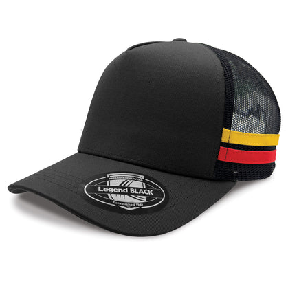 Striped Trucker Cap with Front Print | 7050