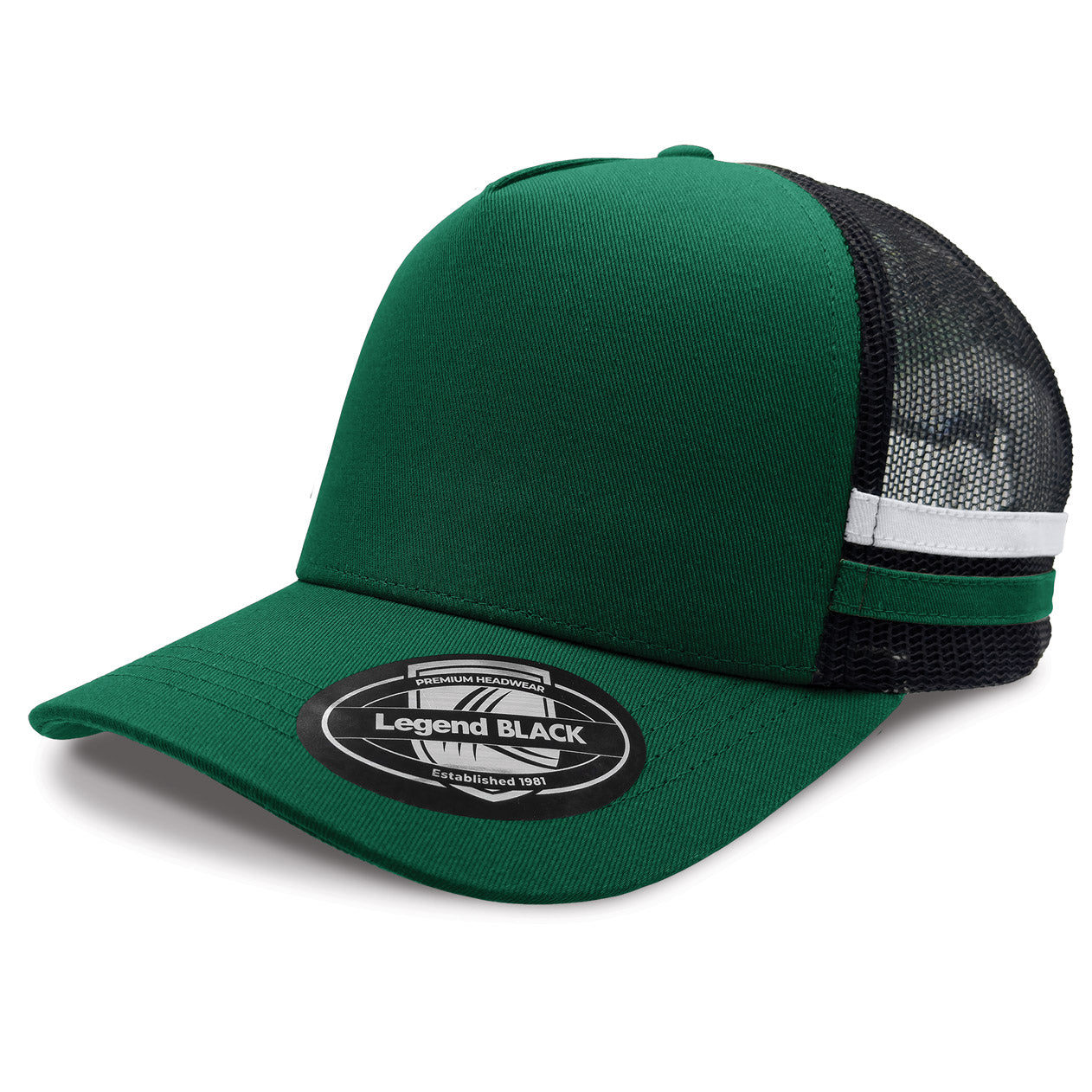 Striped Trucker Cap with Front Print | 7050