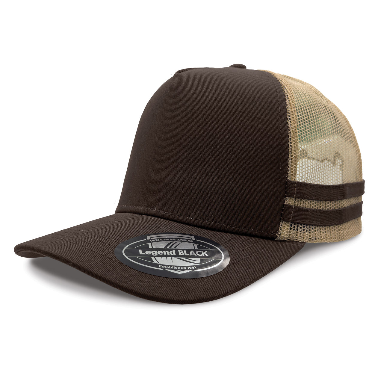 Striped Trucker Cap with Front Print | 7050