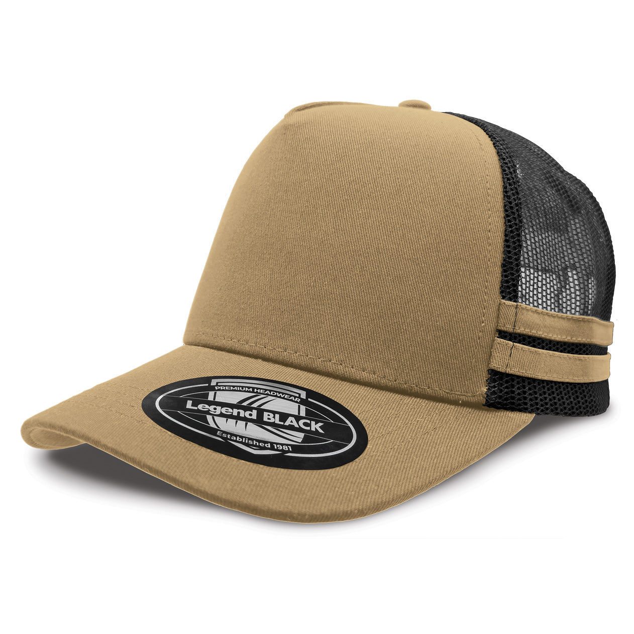 Striped Trucker Cap with Front Print | 7050