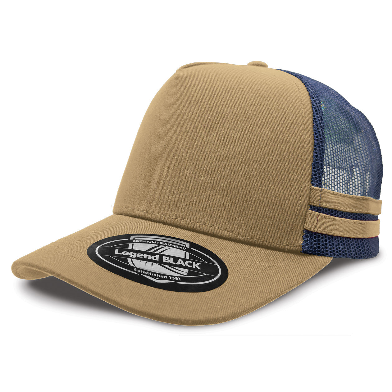 Striped Trucker Cap with Front Print | 7050