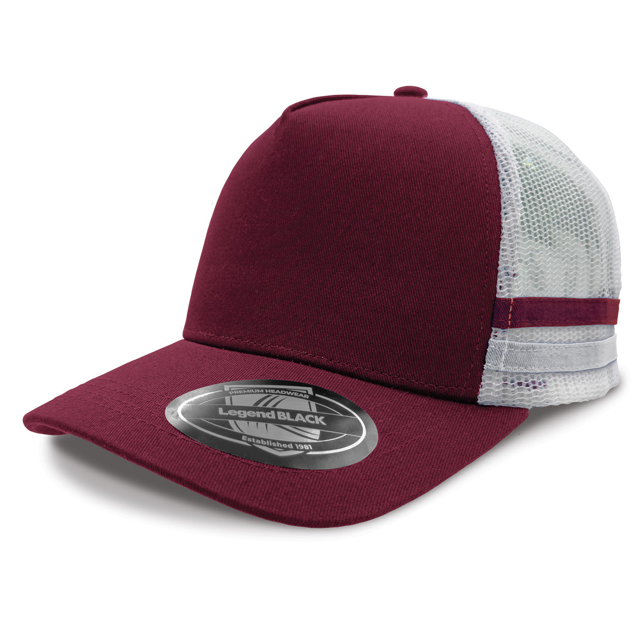 Striped Trucker Cap with Front Print | 7050