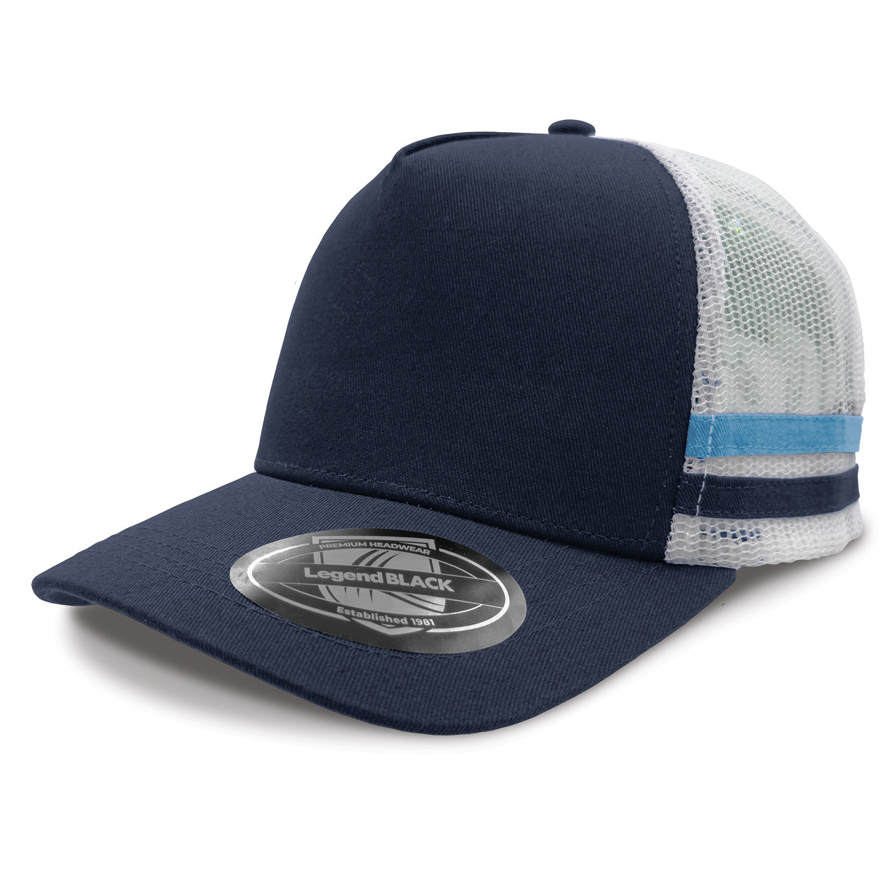 Striped Trucker Cap with Front Print | 7050