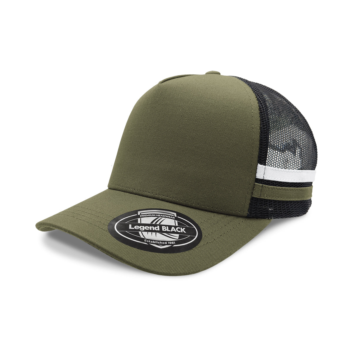 Striped Trucker Cap with Front Print | 7050