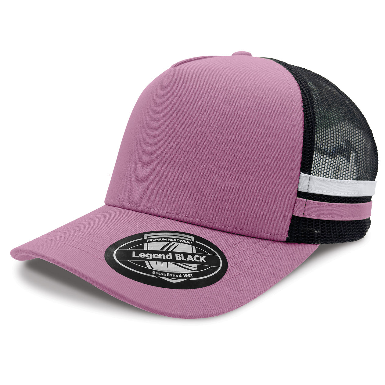 Striped Trucker Cap with Front Print | 7050