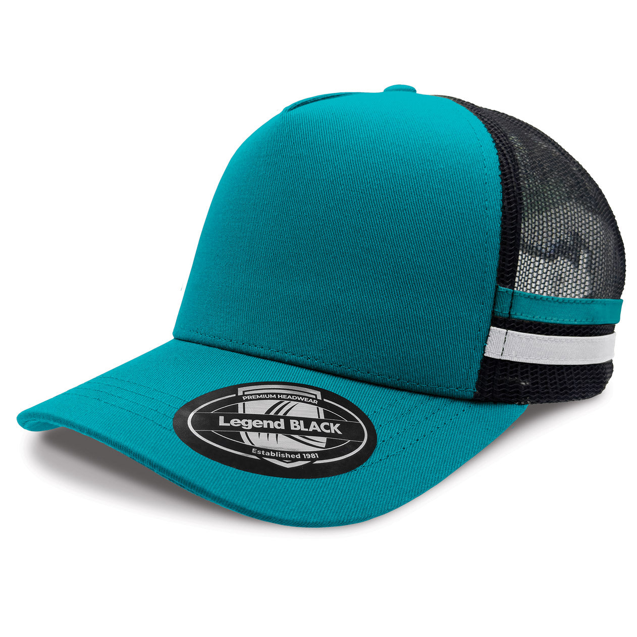 Striped Trucker Cap with Front Print | 7050