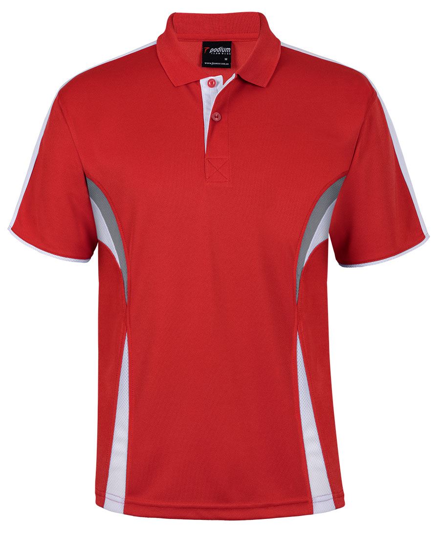 Red/White/Grey Podium Cool Polo with Front Print | Trident Sports Uniforms