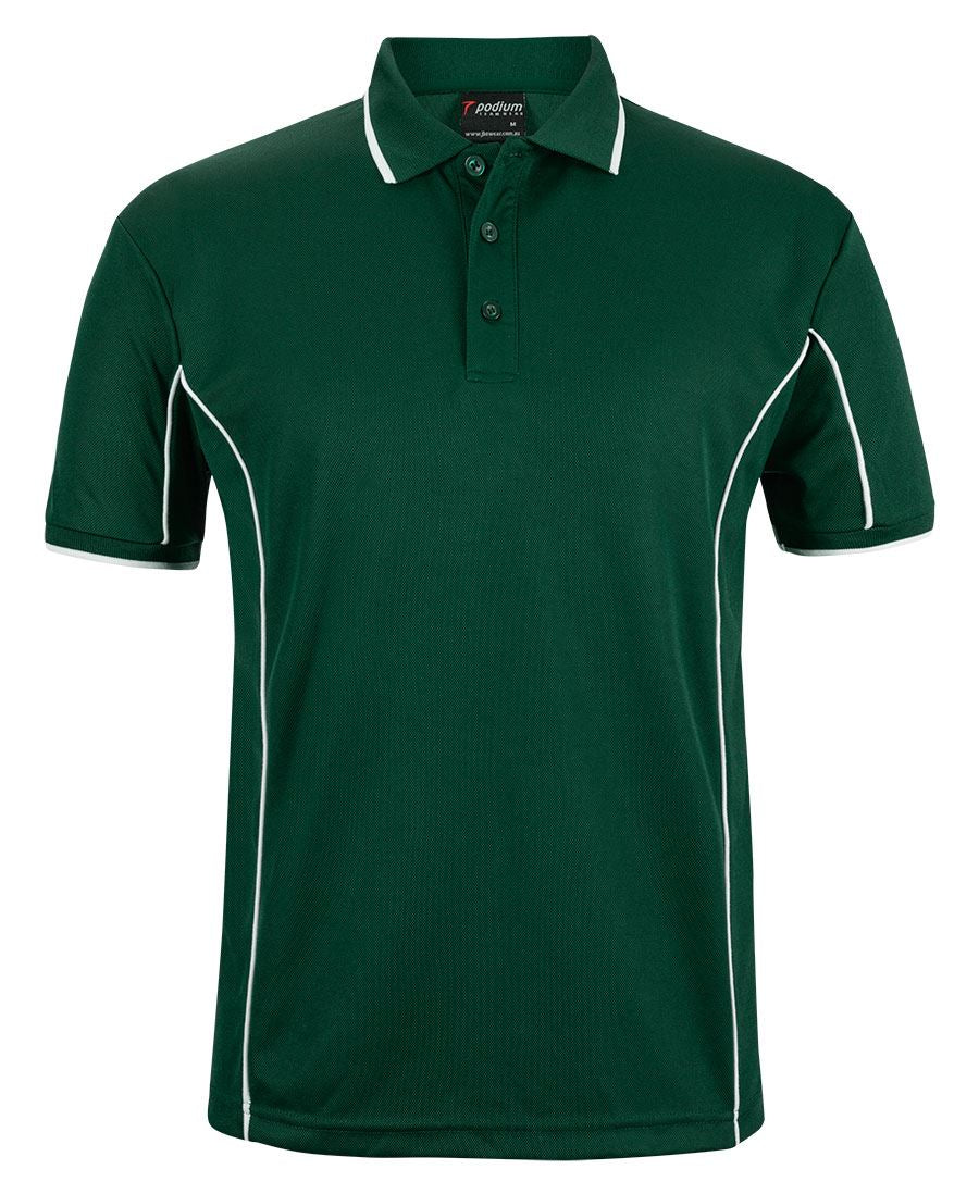 Forest/White Podium S/S Piping Polo with Front Print | Trident Sports Uniforms