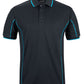 Black/Aqua Podium S/S Piping Polo with Front Print | Trident Sports Uniforms
