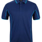 Jnr Navy/Aqua Podium S/S Piping Polo with Front Print | Trident Sports Uniforms