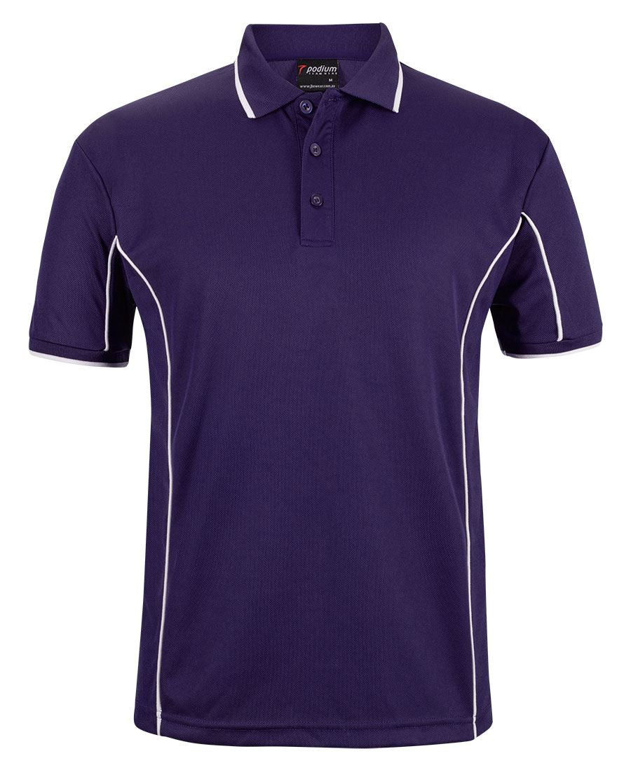 Purple/White Podium S/S Piping Polo with Front Print | Trident Sports Uniforms