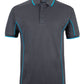 Charcoal/Aqua Podium S/S Piping Polo with Front Print | Trident Sports Uniforms