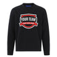Fleece American Style Crew Sweat Top with Front Print | FL01