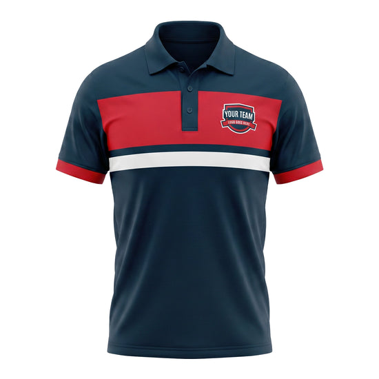 Custom Polo Navy, Red and White Design